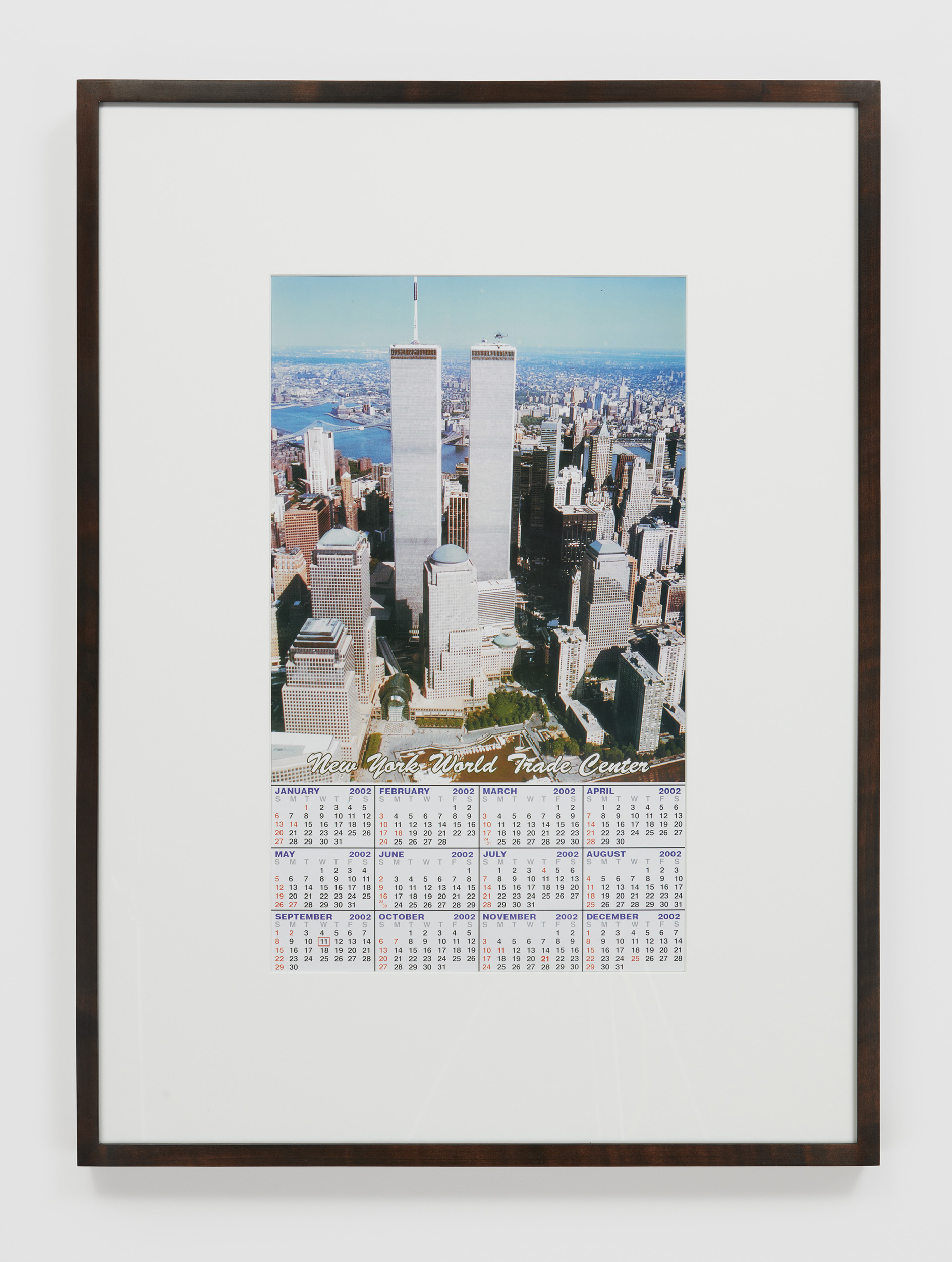 Calendar featuring the twin towers